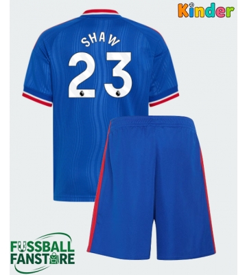 Manchester United Luke Shaw #23 Replik Auswärtstrikot Kinder 2026-27 Kurzarm (+ Kurze Hosen)
